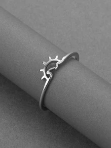 太陽裝飾戒指 - 銀色 - 查看 4