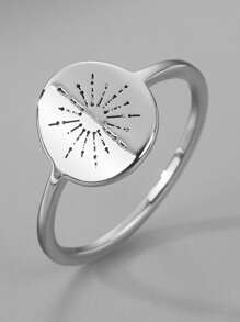 Sun Detail Round Decor Ring - Silver - View 1