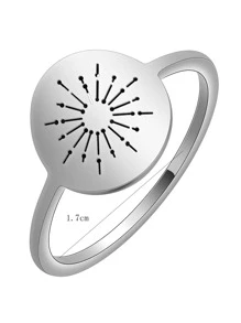 Sun Detail Round Decor Ring - Silver - View 3