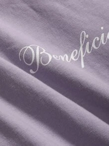DAZY Letter Graphic Drop Shoulder Tee - Lilac Purple - View 3