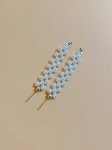 Bông tai thả trang trí ngọc trai giả - Nhiều màu - Xem 2