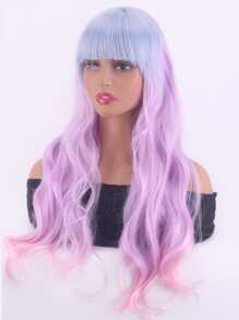 Extra Long Curly Cosplay Synthetic Wig With Bangs - Multicolor - View 7