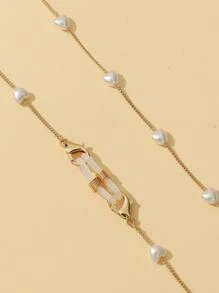 Heart Faux Pearl Decor Face Covering Chain