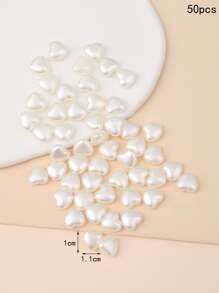 100pcs Faux Pearl Heart Shaped Diy Jewelry Making Kit For Bracelet, Necklace, Earrings - White - View 4
