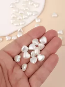 100pcs Faux Pearl Heart Shaped Diy Jewelry Making Kit For Bracelet, Necklace, Earrings - White - View 1