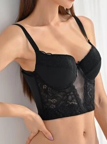 DAZY Sujetador con encaje en contraste con aro - Negro - Ver 1
