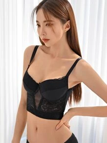 DAZY Sujetador con encaje en contraste con aro - Negro - Ver 9
