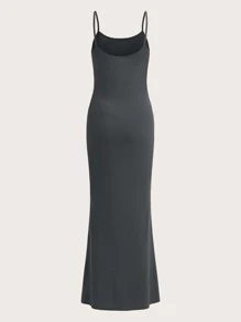 Vestido homewear de tirantes unicolor - Gris - Ver 2