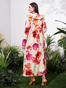 Modelyn Floral Print Open Front Coat & Cami Dress - Multicolor - View 2