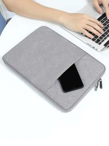 BUBM 筆記型電腦袖套包，適用於MacBook AirPro和13.3-15英寸筆記本電腦，適用於MacBook Pro 14英寸M3 M2 M1晶片Pro Max 2024-2021，附帶口袋的聚酯直立式外殼，灰色 - 灰色 - 查看 2