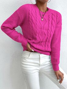 SHEIN Unity Jersey tejido de cable de hombros caídos