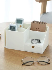 1 pièce Boîte de rangement multifonction bureau - Blanc - Voir 1