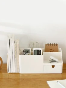 1 pièce Boîte de rangement multifonction bureau - Blanc - Voir 2