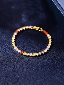 Cubic Zirconia Decor Bracelet - Multicolor - View 2