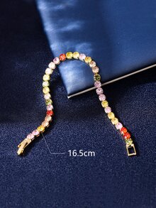 Cubic Zirconia Decor Bracelet - Multicolor - View 3