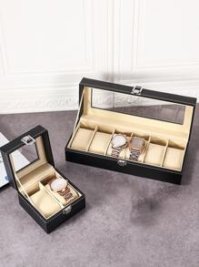 1pc Multi-Grid Watch Storage Box Valentine Day Sun Travel Cool - Black - View 1