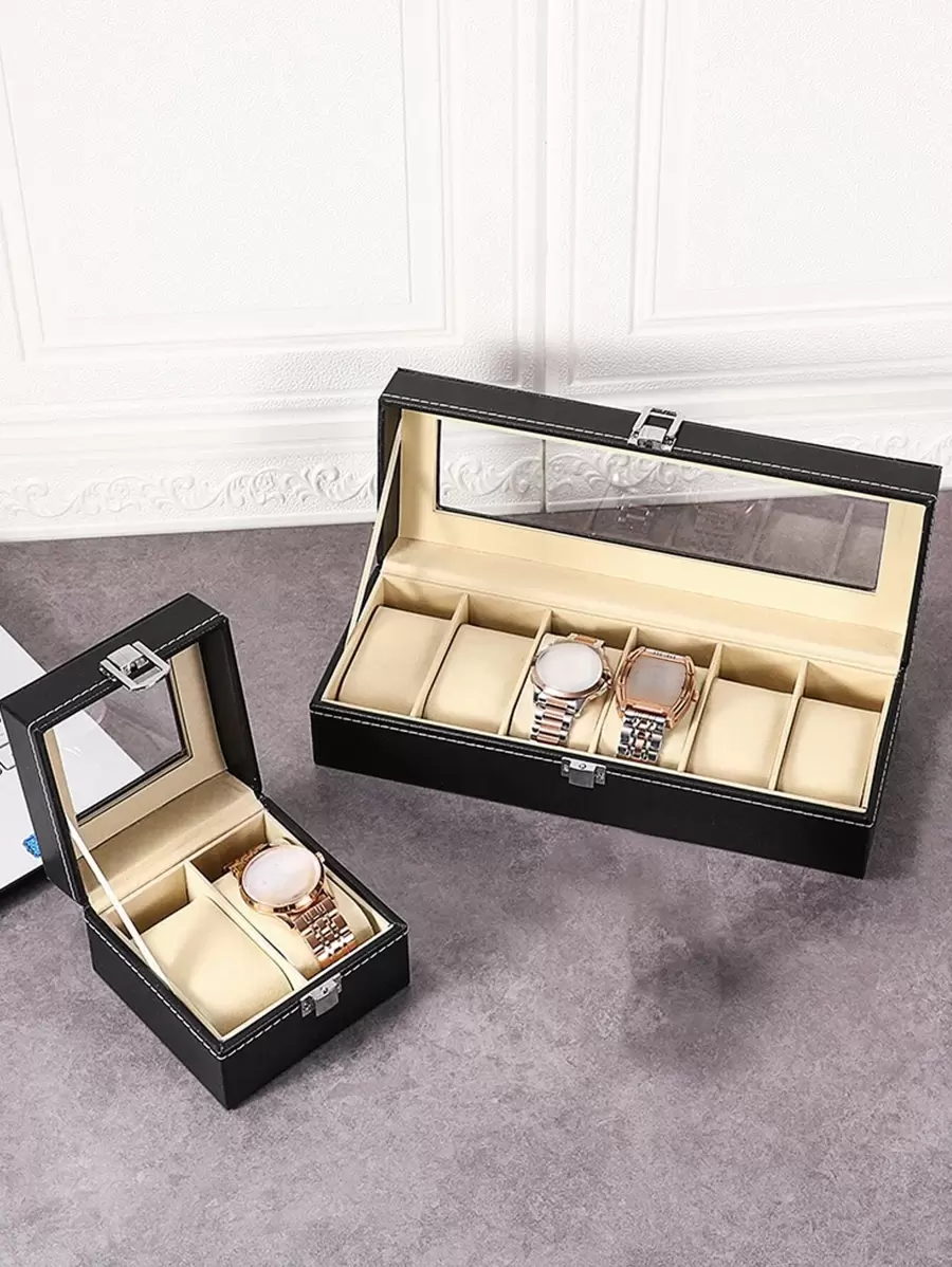 1pc Multi-Grid Watch Storage Box Valentine Day Sun Travel Cool - Black - View 1