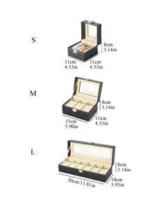 1pc Multi-Grid Watch Storage Box Valentine Day Sun Travel Cool - Black - View 3