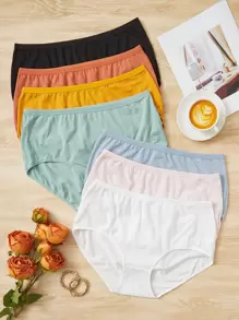 Plus 7pack Solid Simple Panty - Multicolor - View 1