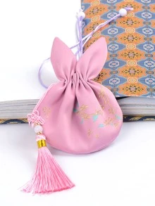 Bolsa de regalo oreja & con diseño de fleco con diseño de cordón - Rosa - Ver 1