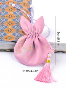 Bolsa de regalo oreja & con diseño de fleco con diseño de cordón - Rosa - Ver 4