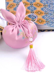 Bolsa de regalo oreja & con diseño de fleco con diseño de cordón - Rosa - Ver 5