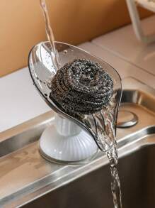 1pc Random Color Over The Sink Drying Drain Rack, Clear Plastic Suction Cup Soap Holder For Home - Multicolor - View 2