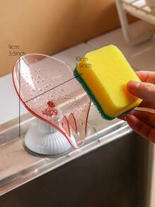 1pc Random Color Over The Sink Drying Drain Rack, Clear Plastic Suction Cup Soap Holder For Home - Multicolor - View 3