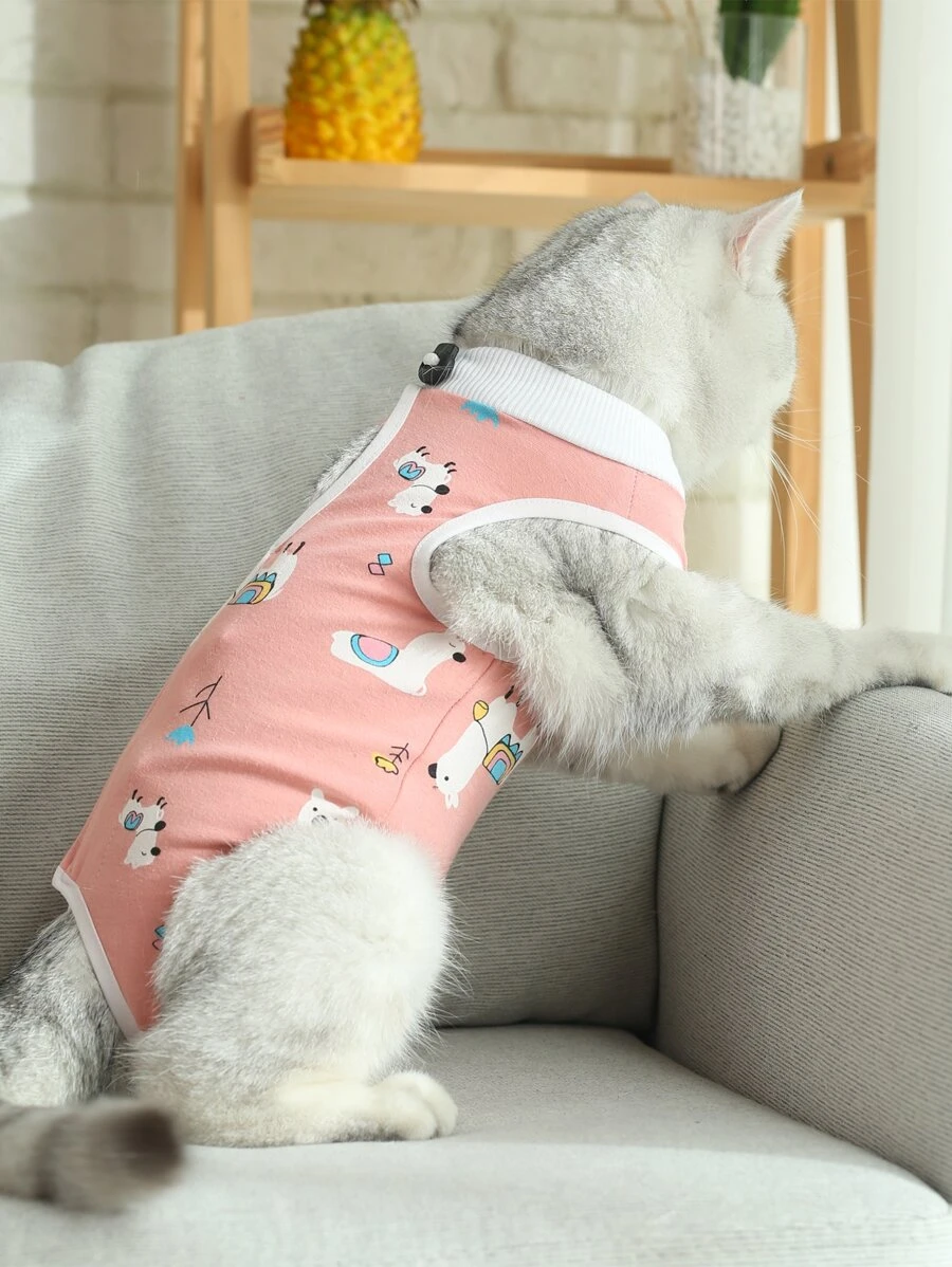1pc Cartoon Graphic Pet Recovery Suit - Multicolor - View 1