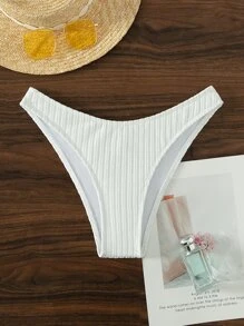SHEIN Solid Bikini Bottom Summer - White - View 3