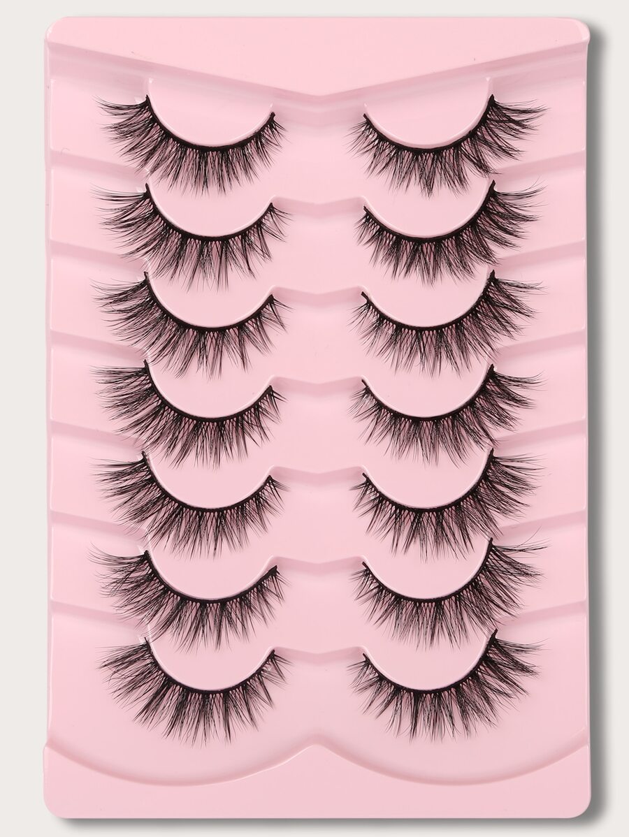 Himirell Separated False Eyelashes, 7 Pairs 12mm Long Natural Level Cross-Type Eyelashes Strip Lashes, Lashes, Eyelashes, Fake Lashes - Black - View 1