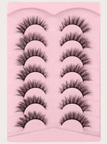 Himirell Separated False Eyelashes, 7 Pairs 12mm Long Natural Level Cross-Type Eyelashes Strip Lashes, Lashes, Eyelashes, Fake Lashes - Black - View 5