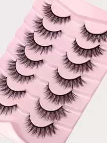 Himirell Separated False Eyelashes, 7 Pairs 12mm Long Natural Level Cross-Type Eyelashes Strip Lashes, Lashes, Eyelashes, Fake Lashes - Black - View 6