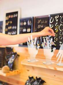 1 pieza Estante de almacenamiento de joya con diseño de mano al azar - transparente - Ver 6