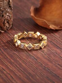 Rhinestone Decor Ring - Yellow Gold - View 2