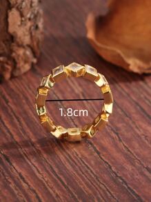 Rhinestone Decor Ring - Yellow Gold - View 3