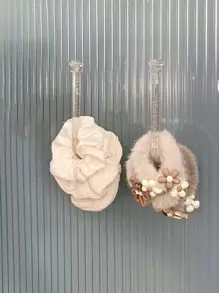 1pc Multifunction Wall Hanging Jewelry Storage Rack, Clear Glitter Plastic Hair Tie Hook For Home, Gift For Valentine's Day - Clear - View 1