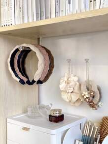 1pc Multifunction Wall Hanging Jewelry Storage Rack, Clear Glitter Plastic Hair Tie Hook For Home, Gift For Valentine's Day - Clear - View 4