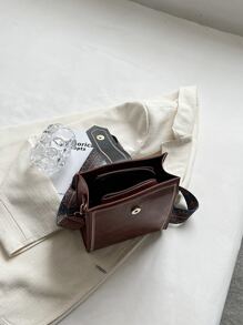 Túi Crossbody Nữ Thêu màu trơn Có thể điều chỉnh được Đúng mốt - màu nâu - Xem 4