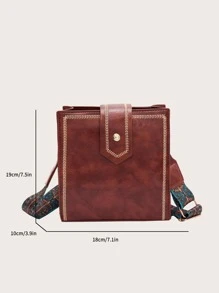 Túi Crossbody Nữ Thêu màu trơn Có thể điều chỉnh được Đúng mốt - màu nâu - Xem 3