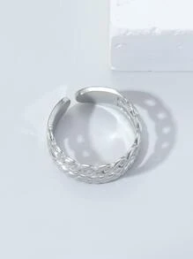Fashionable and Popular 1pc Men Chain Decor Cuff Ring, Stainless Steel Jewelry for Jewelry Gift and for a Stylish Look