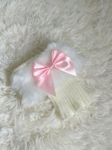 Polaina con diseño de lazo de peluche - Blanco - Ver 2