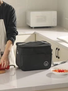 1pc Insulated Lunch Bag With Bear Pattern - Waterproof And Portable For School And Office - Keep Your Food Fresh And Delicious