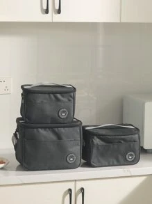1pc Insulated Lunch Bag With Bear Pattern - Waterproof And Portable For School And Office - Keep Your Food Fresh And Delicious