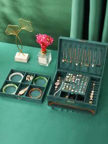 1pc Multi-grid Jewelry Storage Box - Dark Green - View 2