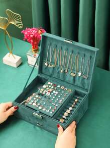 1pc Multi-grid Jewelry Storage Box - Dark Green - View 4