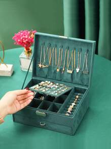 1pc Multi-grid Jewelry Storage Box - Dark Green - View 5