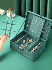 1pc Multi-grid Jewelry Storage Box - Dark Green - View 6