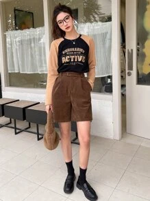 DAZY Letter Graphic Raglan Sleeve Tee - Multicolor - View 4