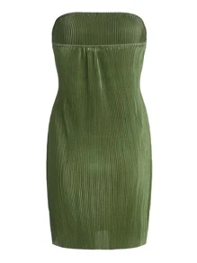 SHEIN SXY Summer Solid Backless Satin Tube Dress,Prom Dress